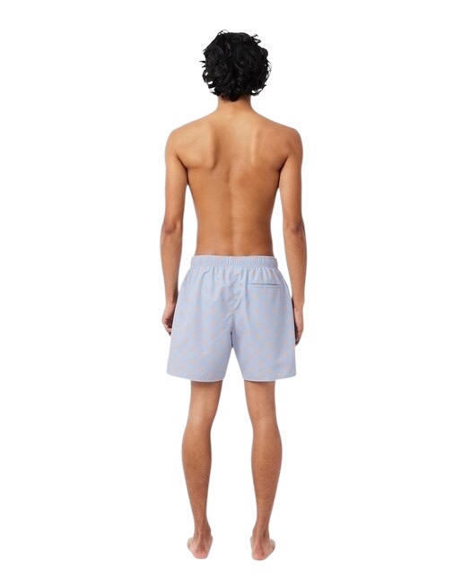 Lacoste Short de bain mi-long imprimé crocodile - Bleu Clair