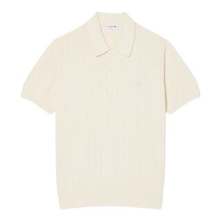 Lacoste Pull col polo maille côtelée fluide - Beige