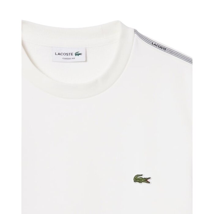 Lacoste Sweatshirt molleton bande rayée - Blanc