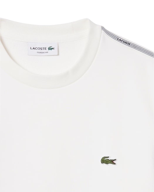 Lacoste Sweatshirt molleton bande rayée - Blanc