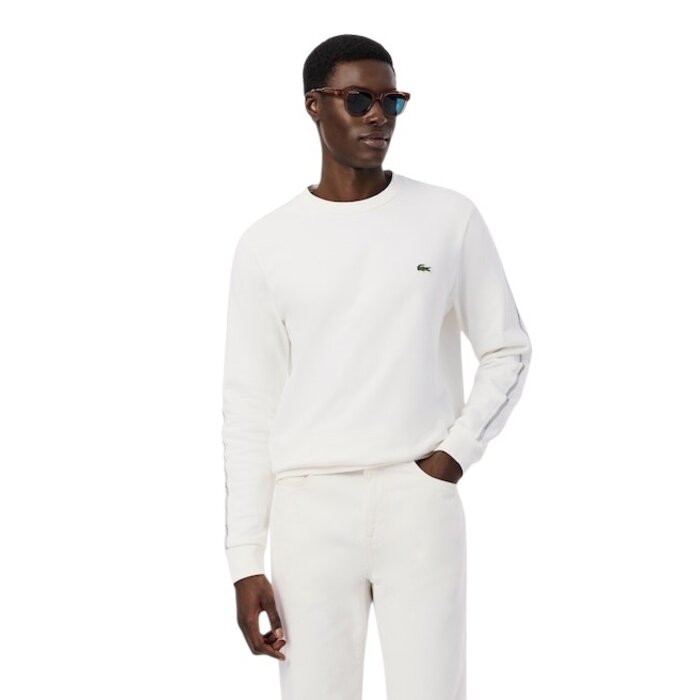 Lacoste Sweatshirt molleton bande rayée - Blanc