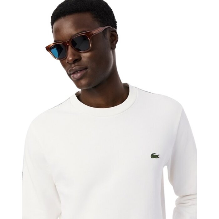 Lacoste Sweatshirt molleton bande rayée - Blanc