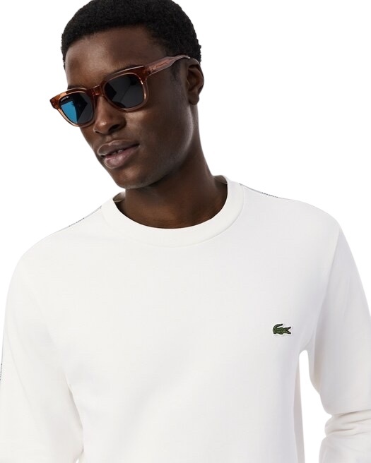 Lacoste Sweatshirt molleton bande rayée - Blanc