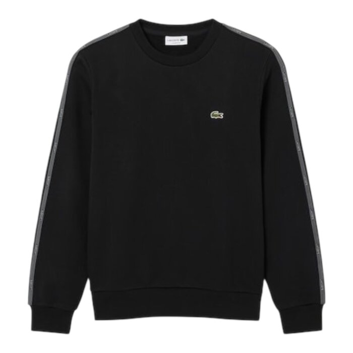 Lacoste Sweatshirt molleton bande rayée - Noir