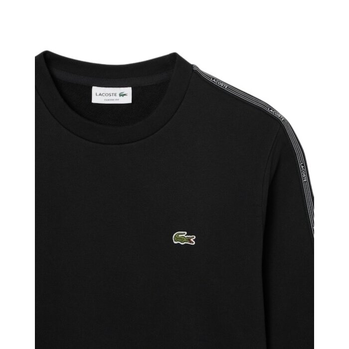 Lacoste Sweatshirt molleton bande rayée - Noir