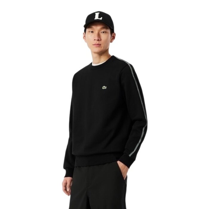 Lacoste Sweatshirt molleton bande rayée - Noir