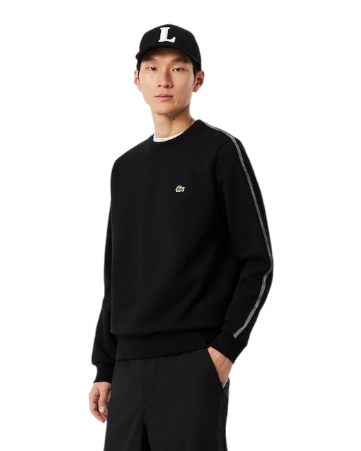 Lacoste Sweatshirt molleton bande rayée - Noir