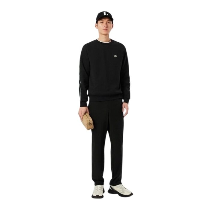 Lacoste Sweatshirt molleton bande rayée - Noir