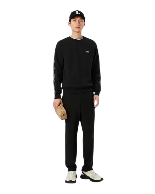 Lacoste Sweatshirt molleton bande rayée - Noir