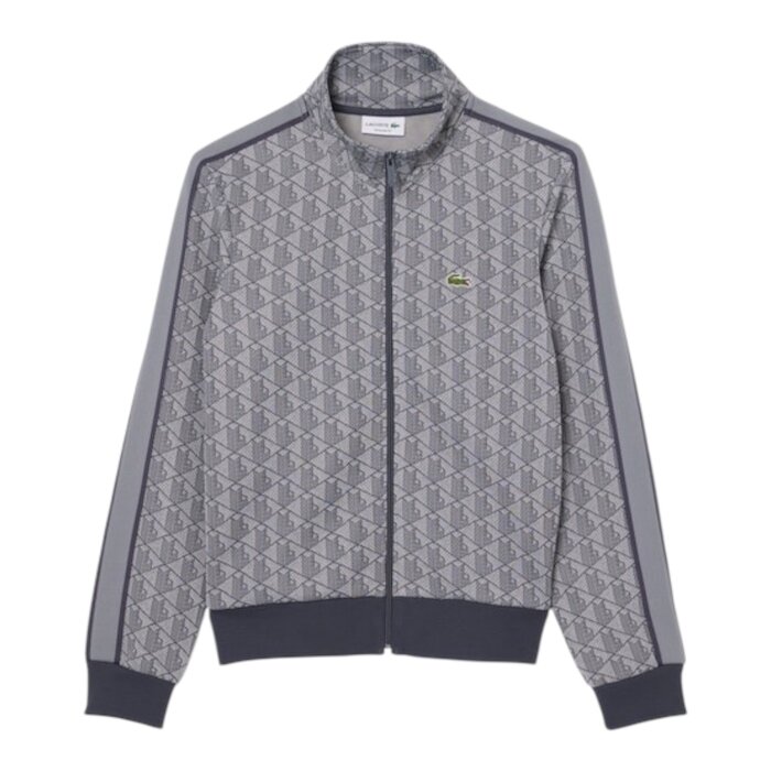 Lacoste Veste de survêtement zippée Paris jacquard -  Gris Clair/Gris Foncé