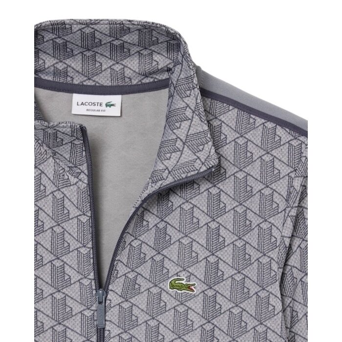 Lacoste Veste de survêtement zippée Paris jacquard -  Gris Clair/Gris Foncé