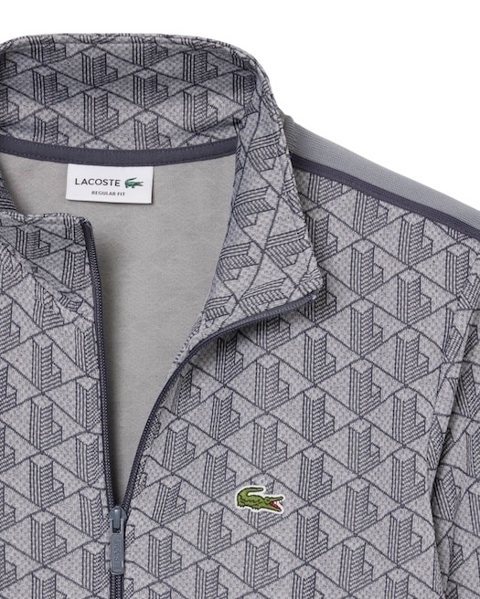 Lacoste Veste de survêtement zippée Paris jacquard -  Gris Clair/Gris Foncé