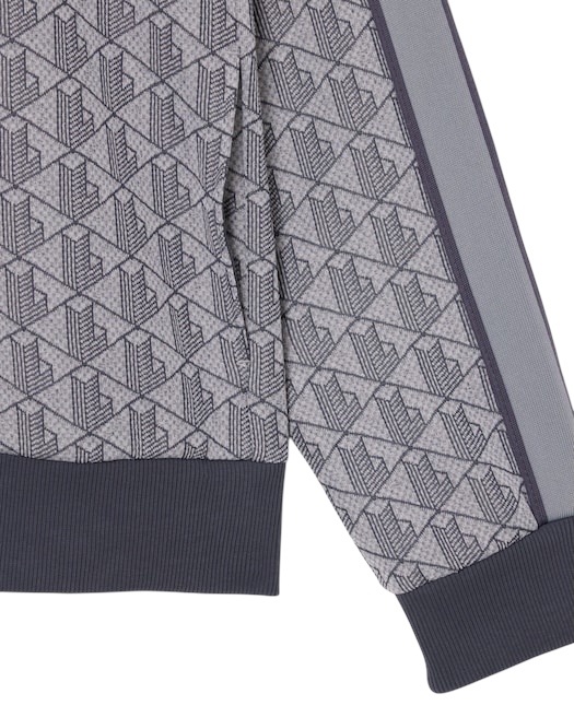 Lacoste Veste de survêtement zippée Paris jacquard -  Gris Clair/Gris Foncé