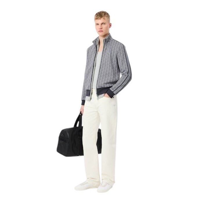 Lacoste Veste de survêtement zippée Paris jacquard -  Gris Clair/Gris Foncé