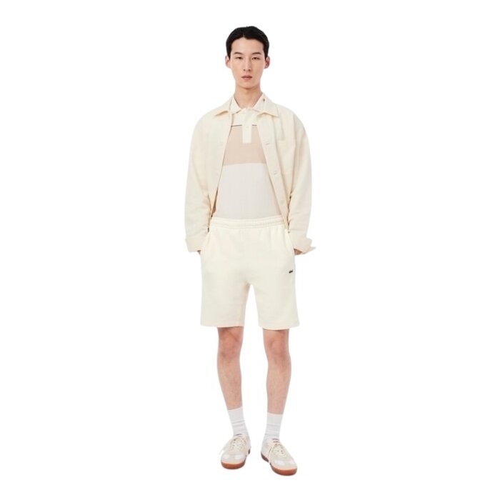 Lacoste Short regular fit color-block molleton  - Blanc/Beige