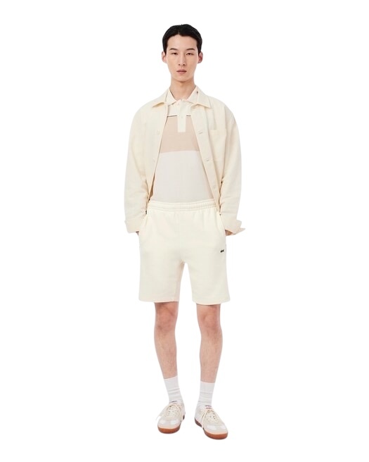 Lacoste Short regular fit color-block molleton  - Blanc/Beige