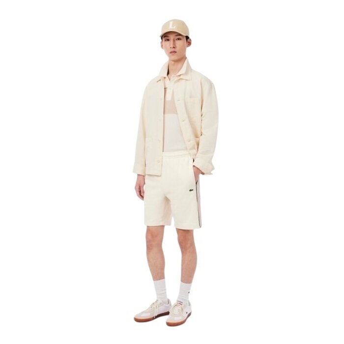 Lacoste Short regular fit color-block molleton  - Blanc/Beige