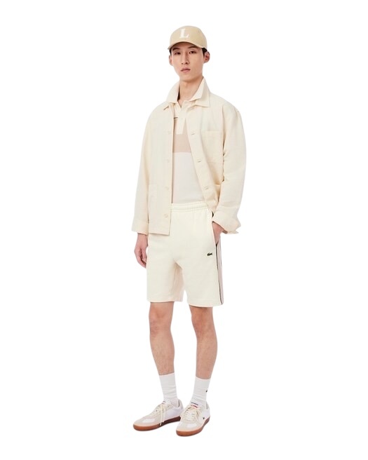 Lacoste Short regular fit color-block molleton  - Blanc/Beige