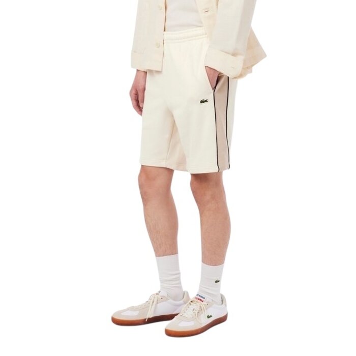 Lacoste Short regular fit color-block molleton  - Blanc/Beige