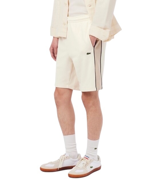 Lacoste Short regular fit color-block molleton  - Blanc/Beige