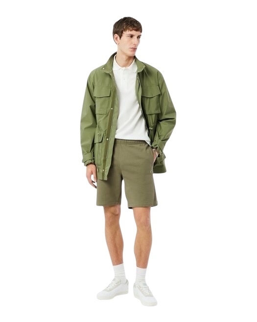 Lacoste Short regular fit molleton bandes siglées - Vert Kaki