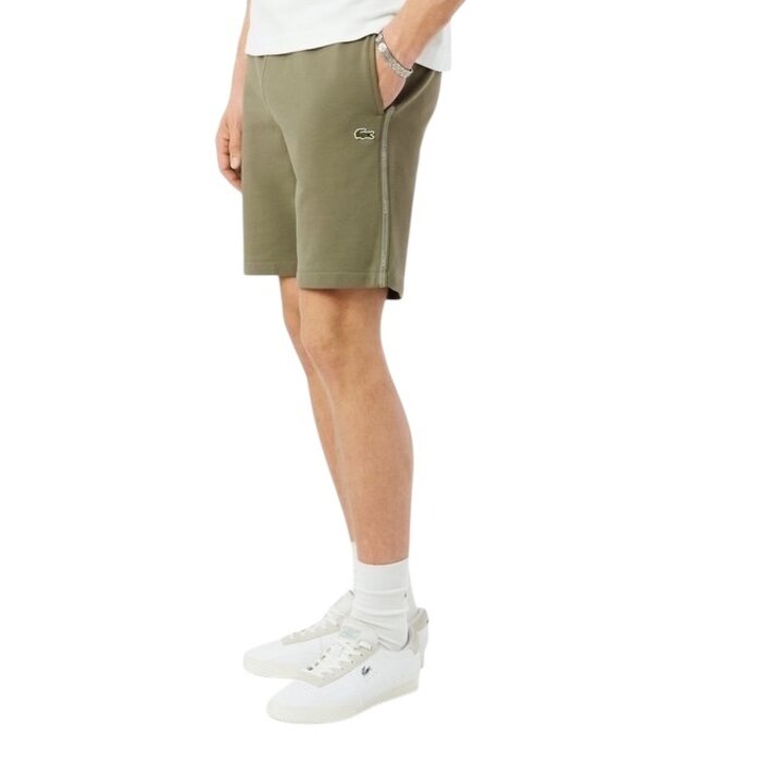 Lacoste Short regular fit molleton bandes siglées - Vert Kaki
