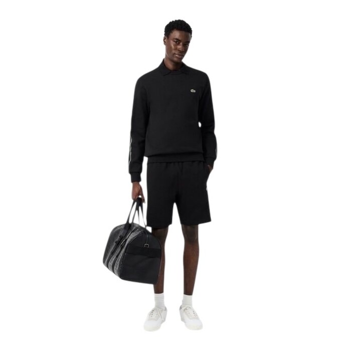 Lacoste Short regular fit molleton bandes siglées - Noir