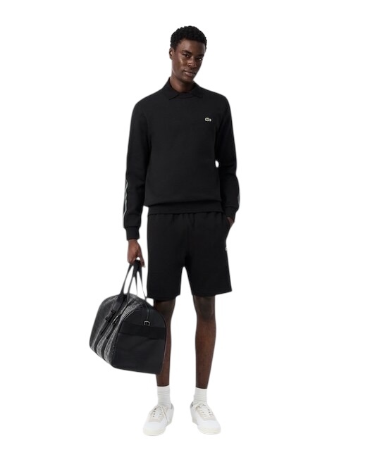 Lacoste Short regular fit molleton bandes siglées - Noir