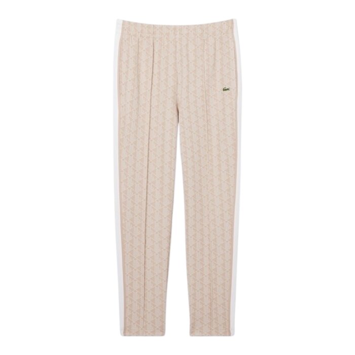 Lacoste Pantalon de survêtement Paris Monogramme - Beige/Blanc