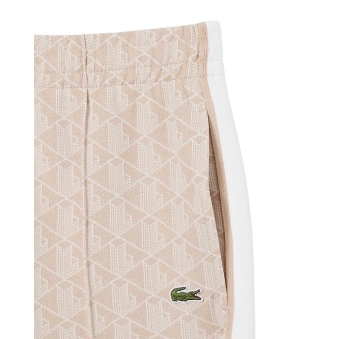 Lacoste Pantalon de survêtement Paris Monogramme - Beige/Blanc