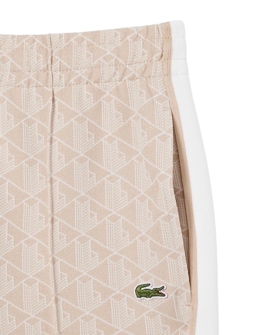 Lacoste Pantalon de survêtement Paris Monogramme - Beige/Blanc