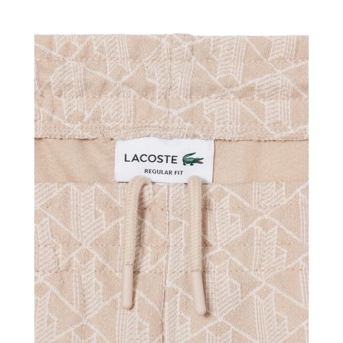 Lacoste Pantalon de survêtement Paris Monogramme - Beige/Blanc