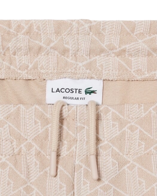Lacoste Pantalon de survêtement Paris Monogramme - Beige/Blanc