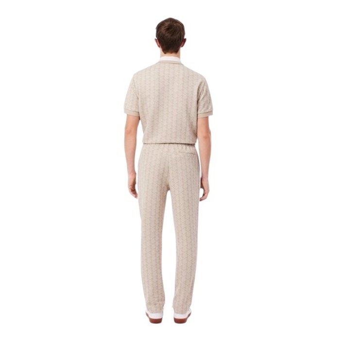 Lacoste Pantalon de survêtement Paris Monogramme - Beige/Blanc