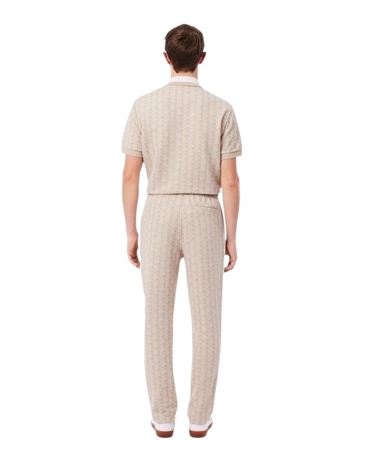 Lacoste Pantalon de survêtement Paris Monogramme - Beige/Blanc