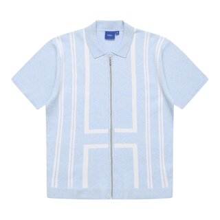 Hélas Aldo Knit Full Zip Polo - Light Blue
