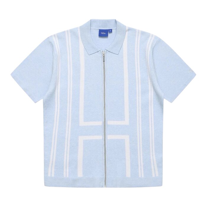 Hélas Aldo Knit Full Zip Polo - Light Blue