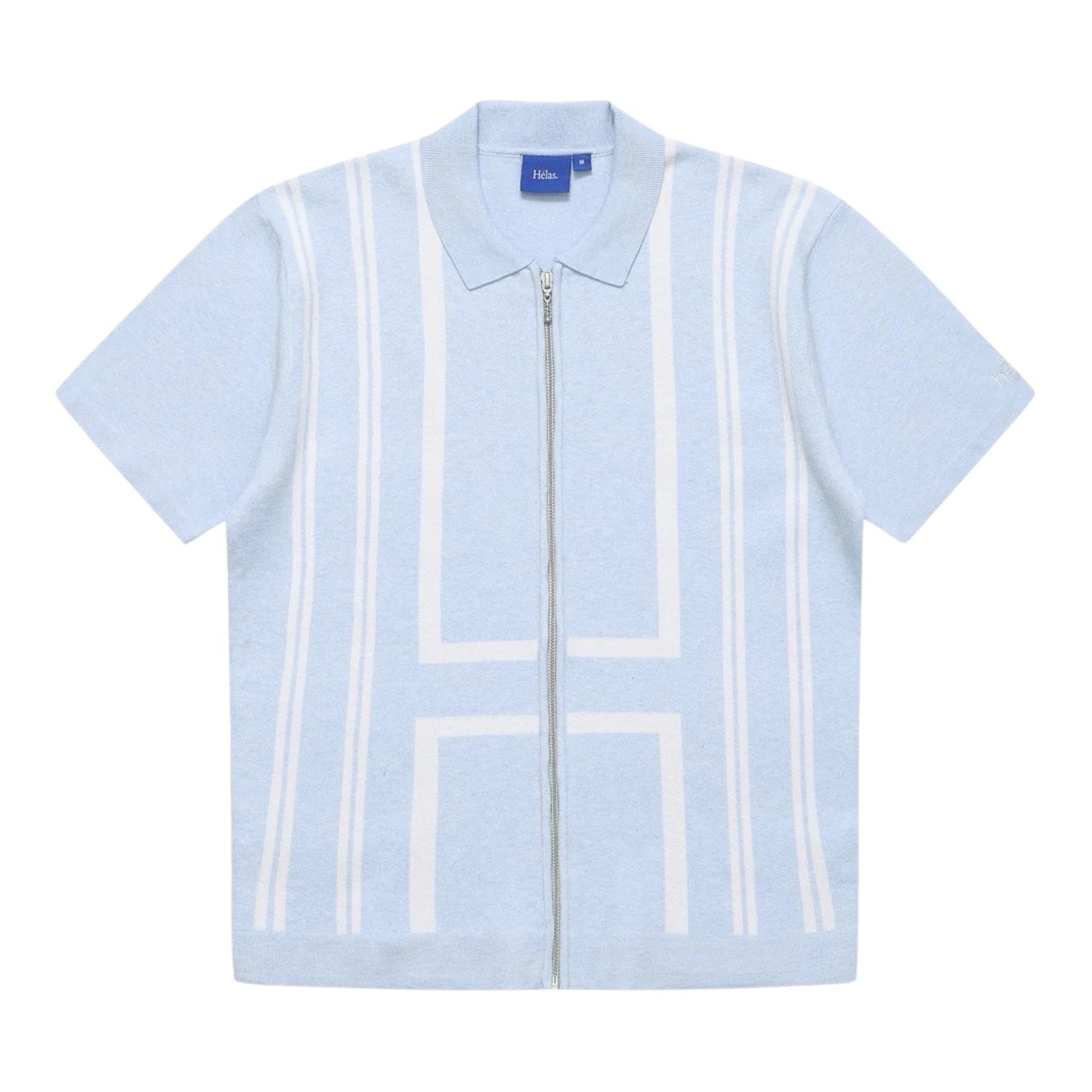 Hélas Aldo Knit Full Zip Polo - Light Blue