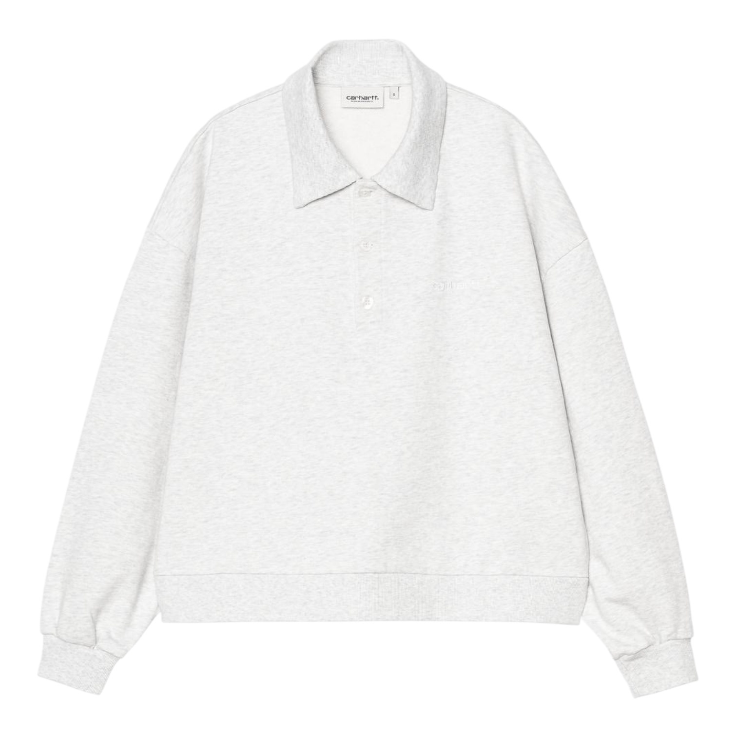 Carhartt WIP W' Brenta Polo Sweatshirt - Ash Heather/White Heavy Stone Wash
