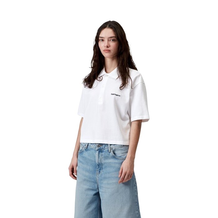 Carhartt WIP W' S/S Carhartt Script Polo TS - White/Black