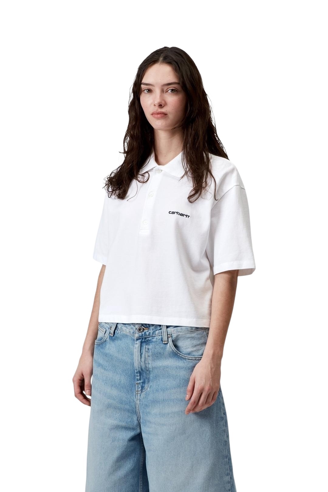 Carhartt WIP W' S/S Carhartt Script Polo TS - White/Black