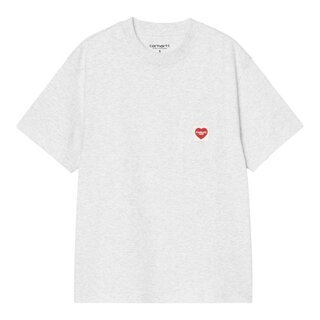 Carhartt WIP W' S/S Pocket Heart T-Shirt - Ash Heather/Red