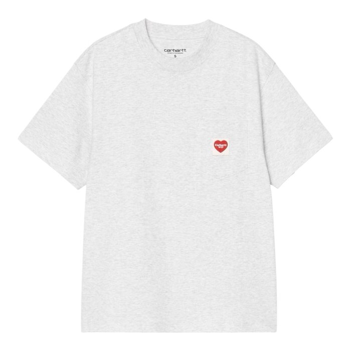 Carhartt WIP W' S/S Pocket Heart T-Shirt - Ash Heather/Red