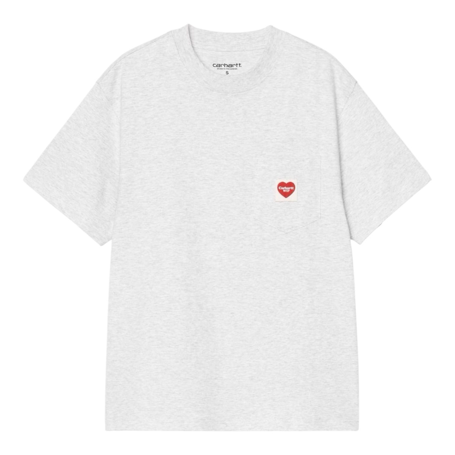 Carhartt WIP W' S/S Pocket Heart T-Shirt - Ash Heather/Red