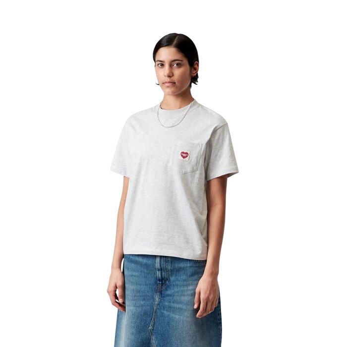 Carhartt WIP W' S/S Pocket Heart T-Shirt - Ash Heather/Red