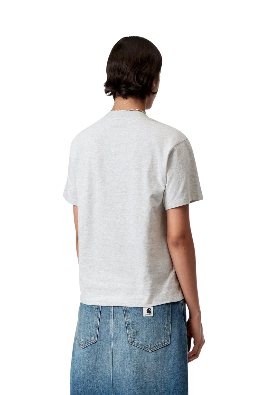 Carhartt WIP W' S/S Pocket Heart T-Shirt - Ash Heather/Red