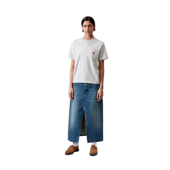 Carhartt WIP W' S/S Pocket Heart T-Shirt - Ash Heather/Red