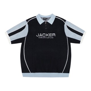 Jacker Ace Polo Knit - Black/Blue