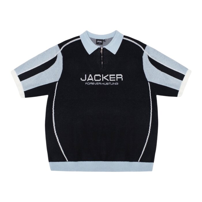 Jacker Ace Polo Knit - Black/Blue