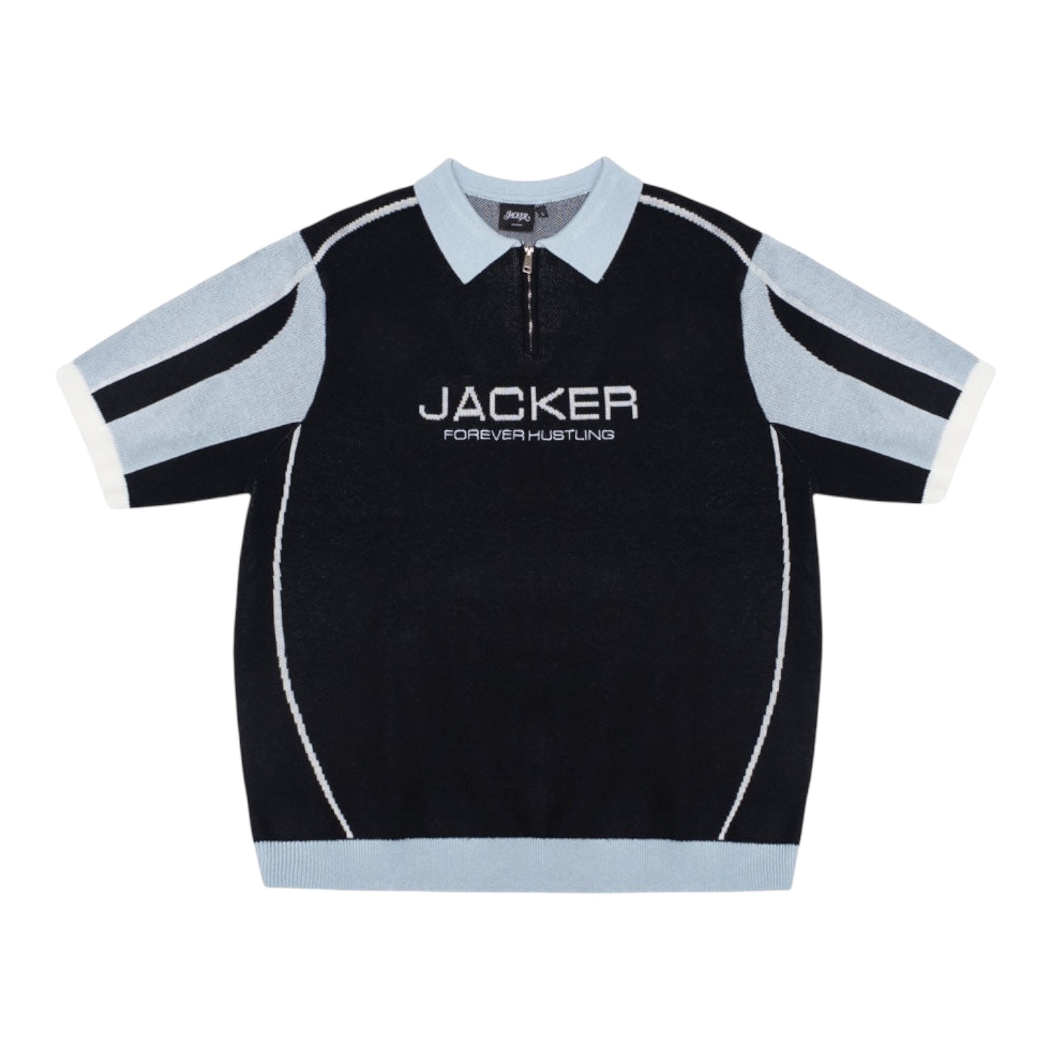 Jacker Ace Polo Knit - Black/Blue